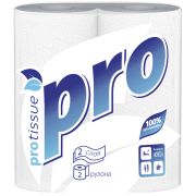 Бумажные полотенца Protissue рулонные 2-двухслойные (2 рул/упк, белый, бумага, 15 метров)