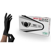 Перчатки HIGH RISK MEGA TEX BLACK нитрил 25 пар/упк, Черный, Нитрил, S