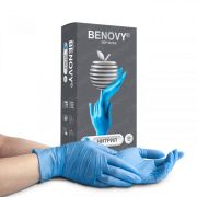 Перчатки нитриловые  Benovy 50 пар/упк, Голубой, XS, Нитрил