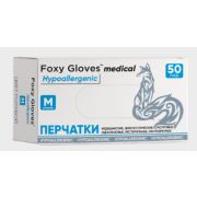 Перчатки смотровые, нитриловые, нестерильные, неопудренные, FOXY-GLOVES, M, голубой