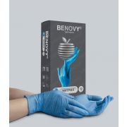 Перчатки нитриловые Benovy 50 пар/упк, Голубой, L, Нитрил